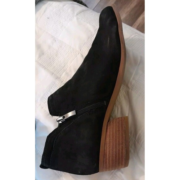 Franco Sarto Dale 1.5" Heel Ankle Bootie Black Suede Size 9M  Leather Zip Up - Picture 6 of 11